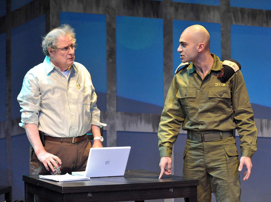 Michael Tolaydo and Maboud Ebrahimzadeh in "Boged (Traitor): An Enemy of the People." (Photo by Stan Barouh)