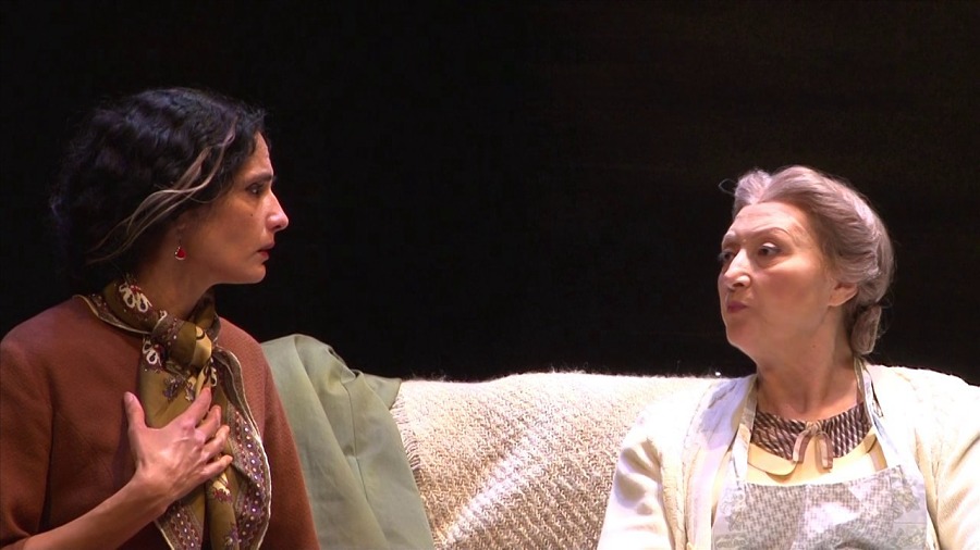 Raida Adon, left, and Rozina Kambos in "Return to Haifa" in 2011. (Photo by Stan Barouh)