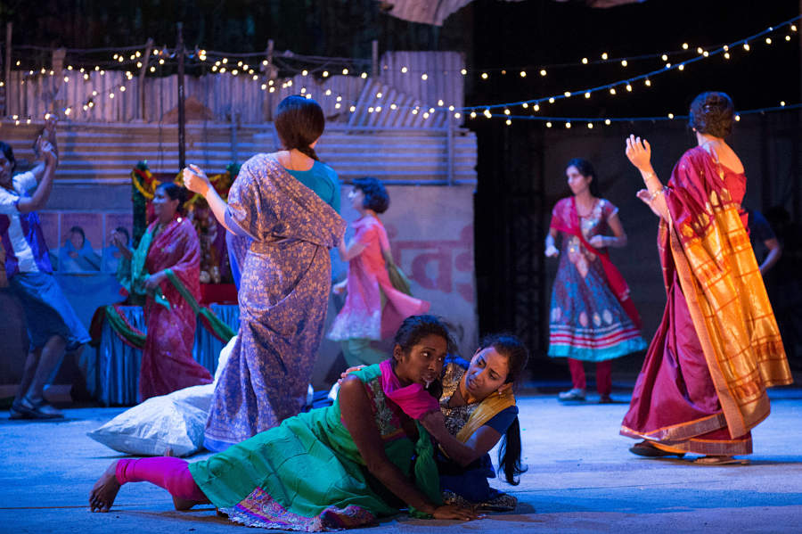 Meena Chinnu and Manju Waghekar in "Behind the Beautiful Forevers" at the National Theatre. (Photo by Richard H. Smith)