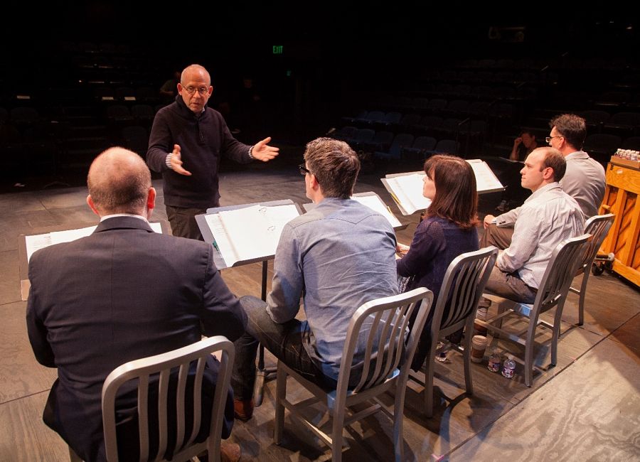 Director Bob Balaban and the company at the rehearsal of "Cleo" at the Alley All New Festival. (Photo by John Everett) 