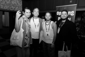 "Big" Raksak Kongseng, Roberto Cayuqueo Martinez, Jeff Fagundes, and Alexandre Moura at TCG NC 2024 opening. (Photo by Elías Carmona Rivera.)