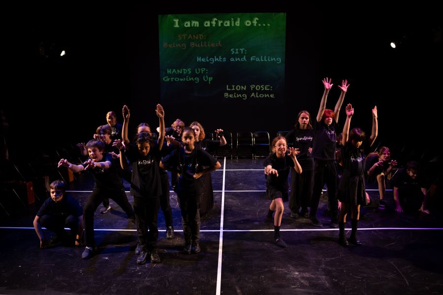 The cast of "SpaceBridge" in a workshop performance. (Photo by Maria Baranova)