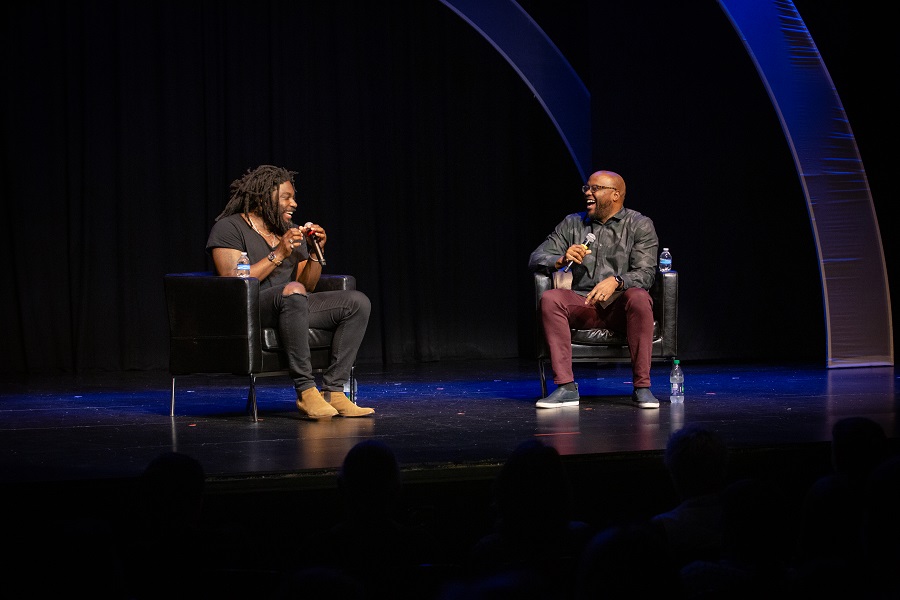 Jason Reynolds and Idris Goodwin at the 2019 Theatre for Young Audiences/USA Festival & Conference in Atlanta. (Photo by Sara Keith Studios)