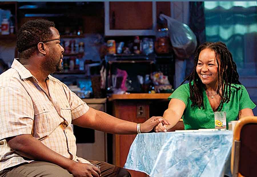 Wendell Pierce and Crystal Dickinson in "Broke-ology" at Lincoln Center Theater. (Photo by T. Charles Erickson)