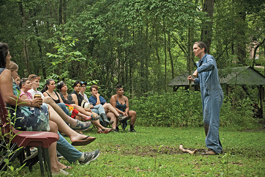 A work-in-progress performance by Hannah Pepper-Cunningham at A Studio in the Woods. in New Orleans. (Photo by Elena Ricci)