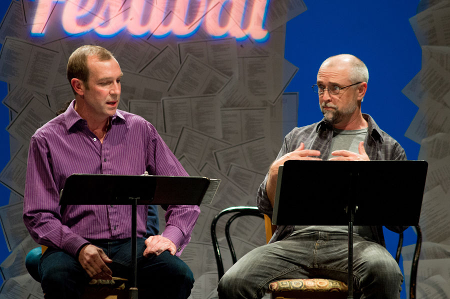 David Compton and David Alford in a reading of Donald Margulies's "Long Lost" at the Ingram New Works Festival. (Photo by Shane Burkeen)